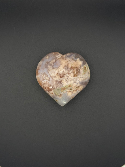 Heart-Shaped Flower agate polished crystal.