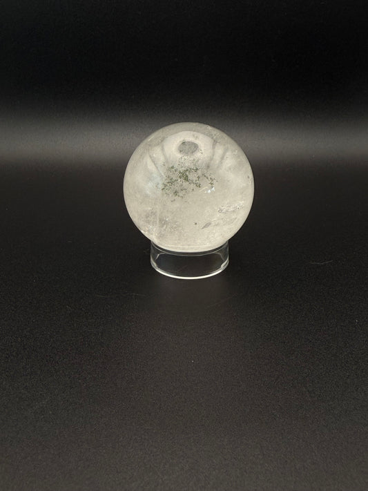 Clear quartz polished crystal sphere.