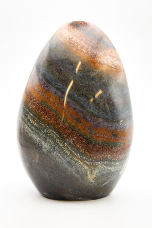 Polished ocean jasper stone free form.