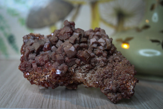 Vanadinite specimen with amazing sparkly red crystal formations.