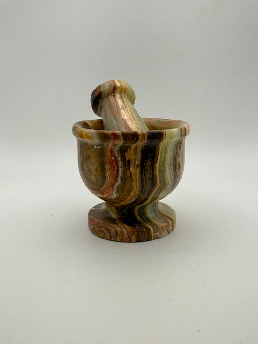 3 inch mortar and pestle made from onyx stone.