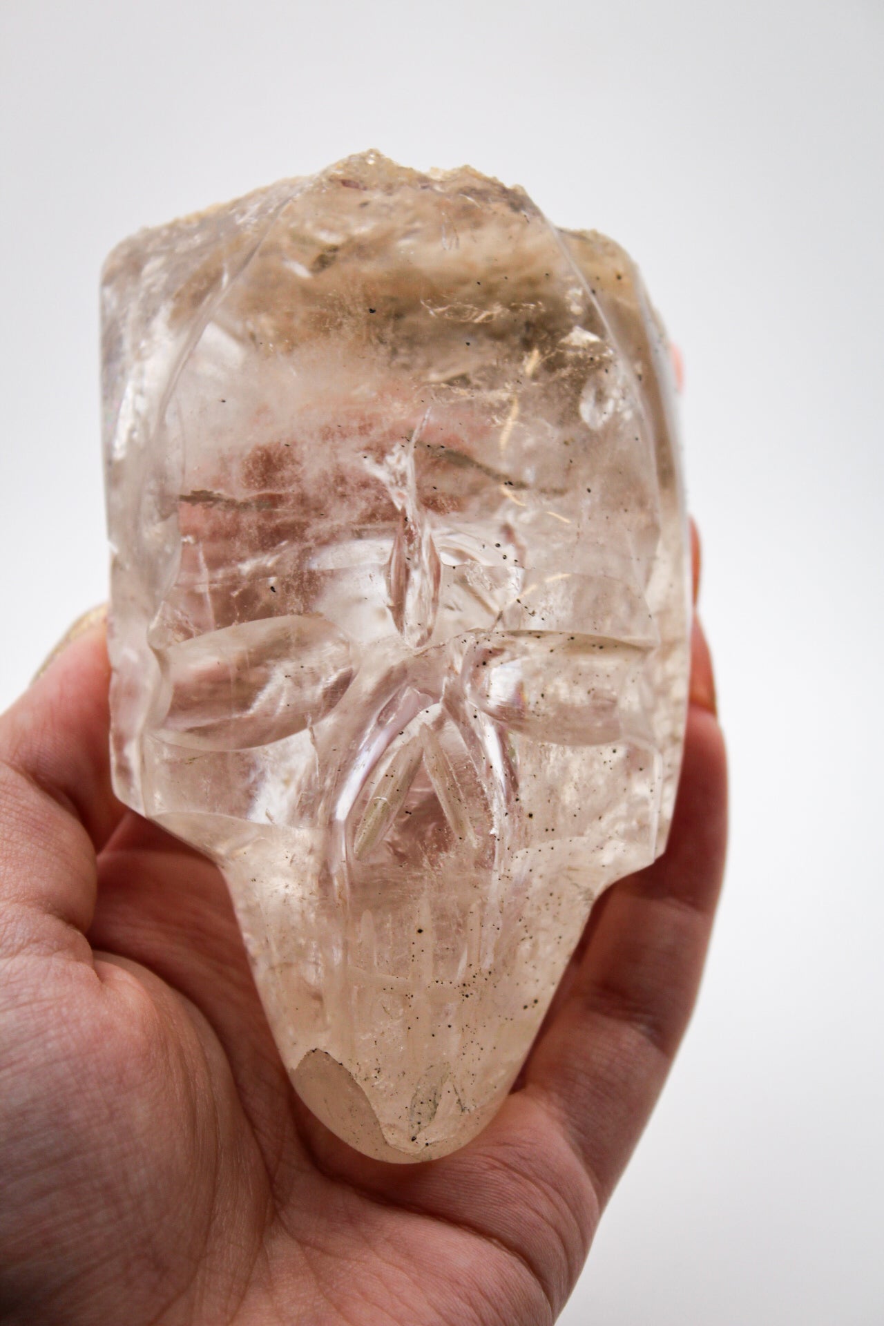 Quartz Skull on Stand