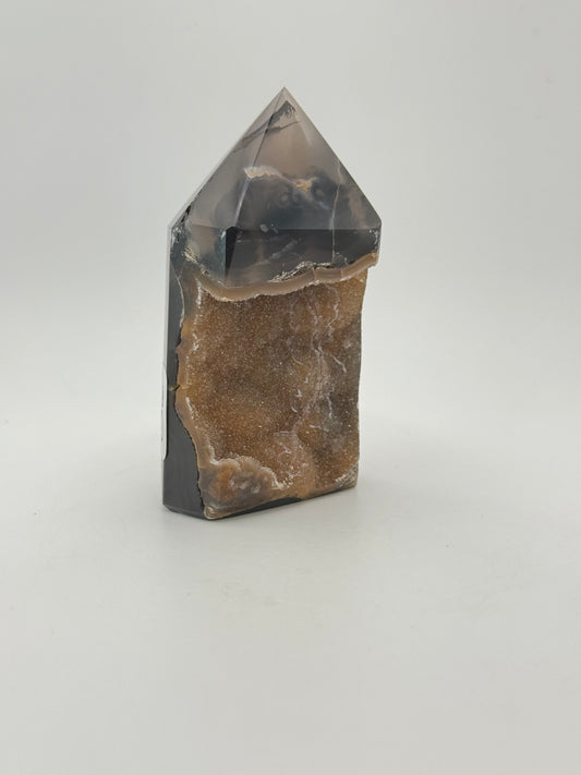 Polished druzy agate tower.