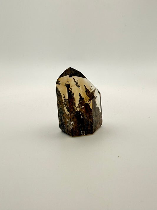 Polished natural citrine point.