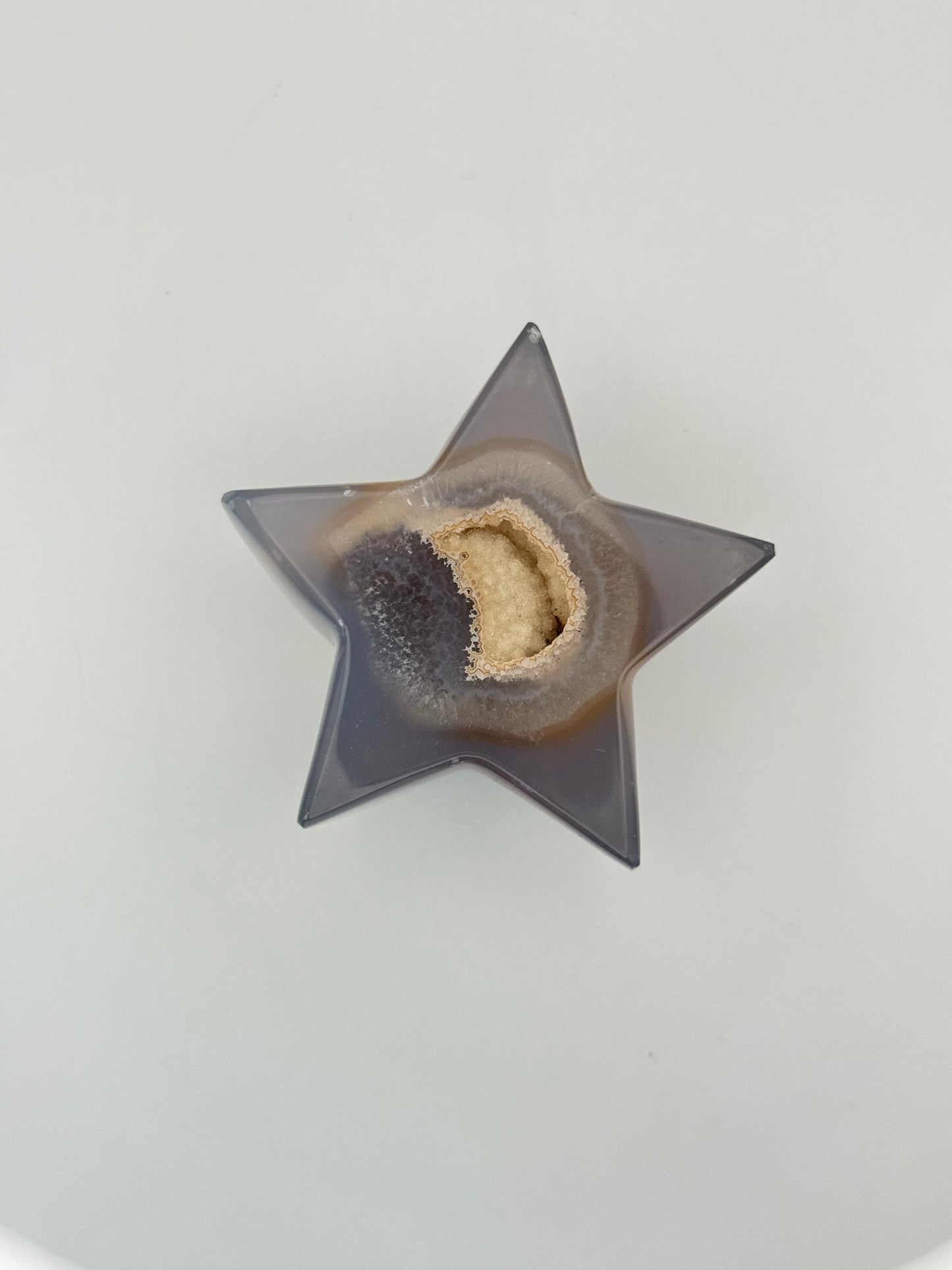 Star-shaped druzy agate.