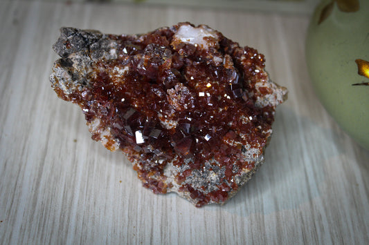 Vanadinite specimen with amazing sparkly red crystal formations.