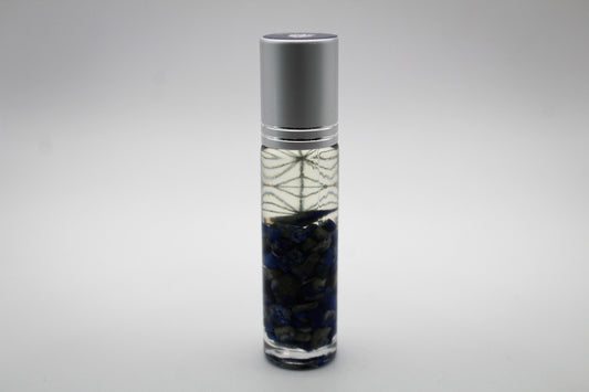 Roll on bottle with essential oils and an intention of meditation.