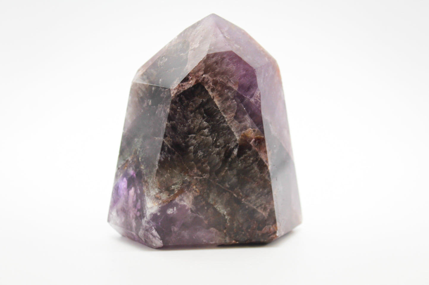 Polished super 7 in the shape of a tower.