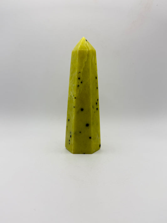 Polished healerite six sided tower.