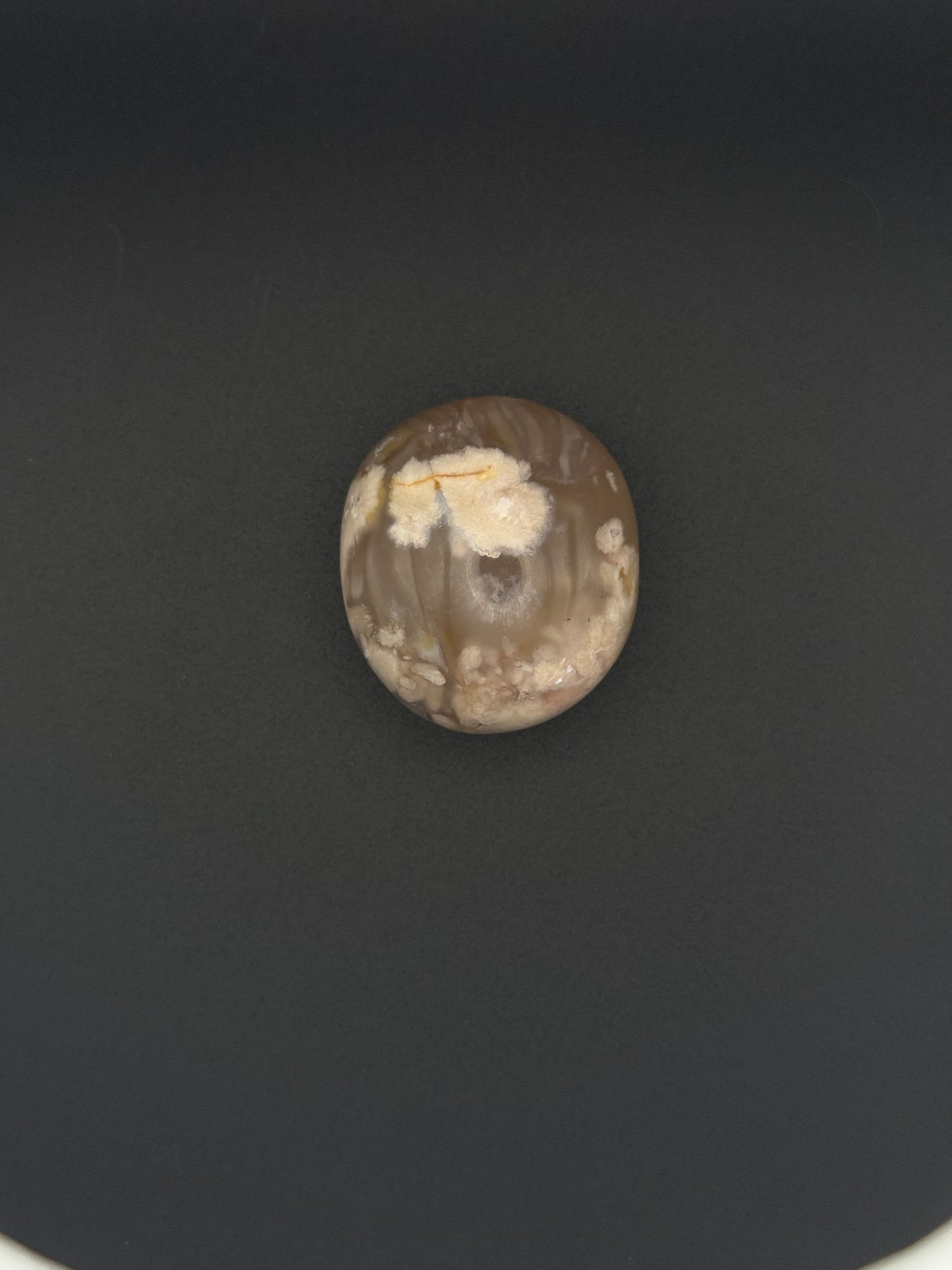 Flower agate polished crystal palm stone.