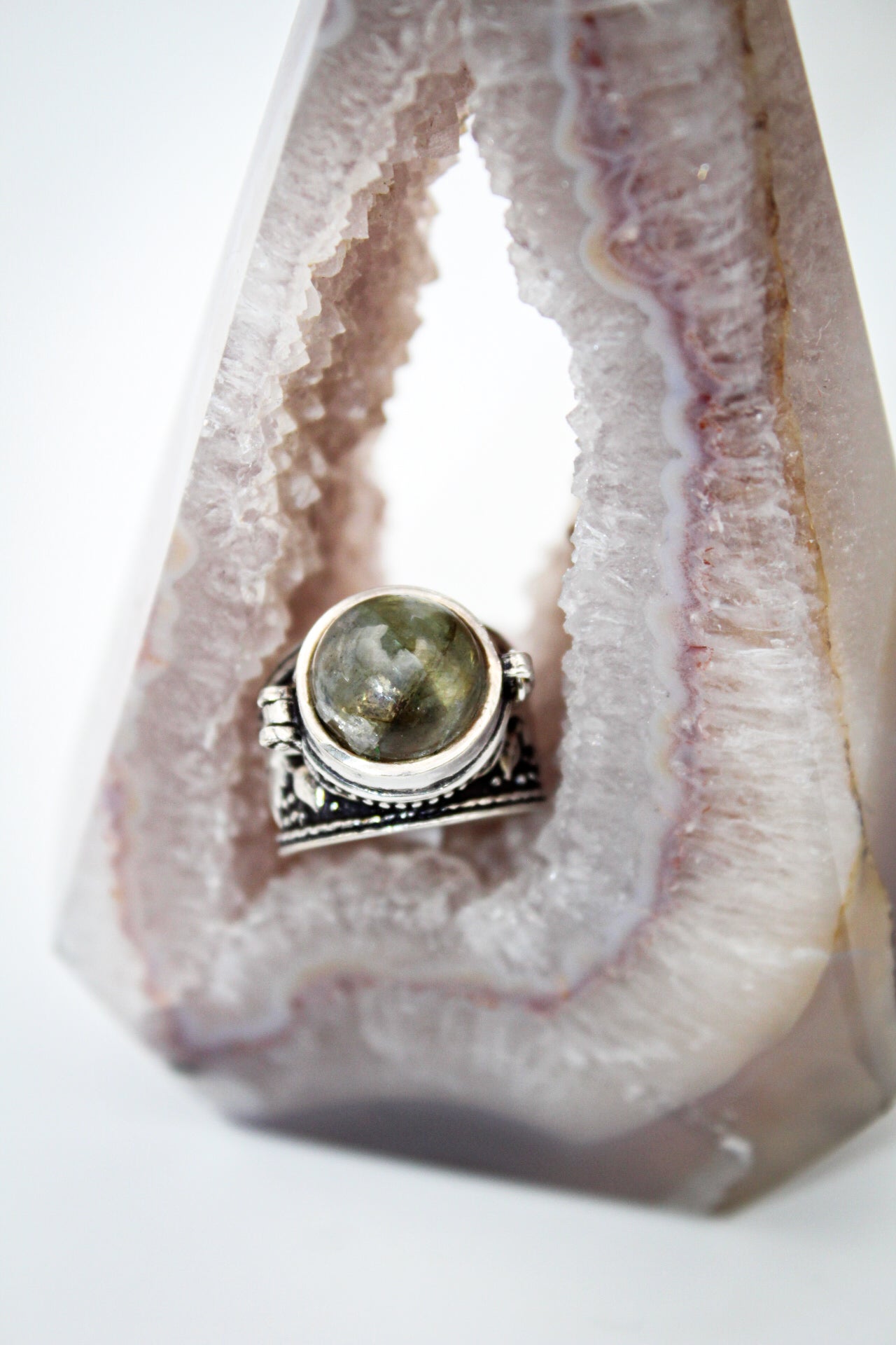 Labradorite Poison Ring