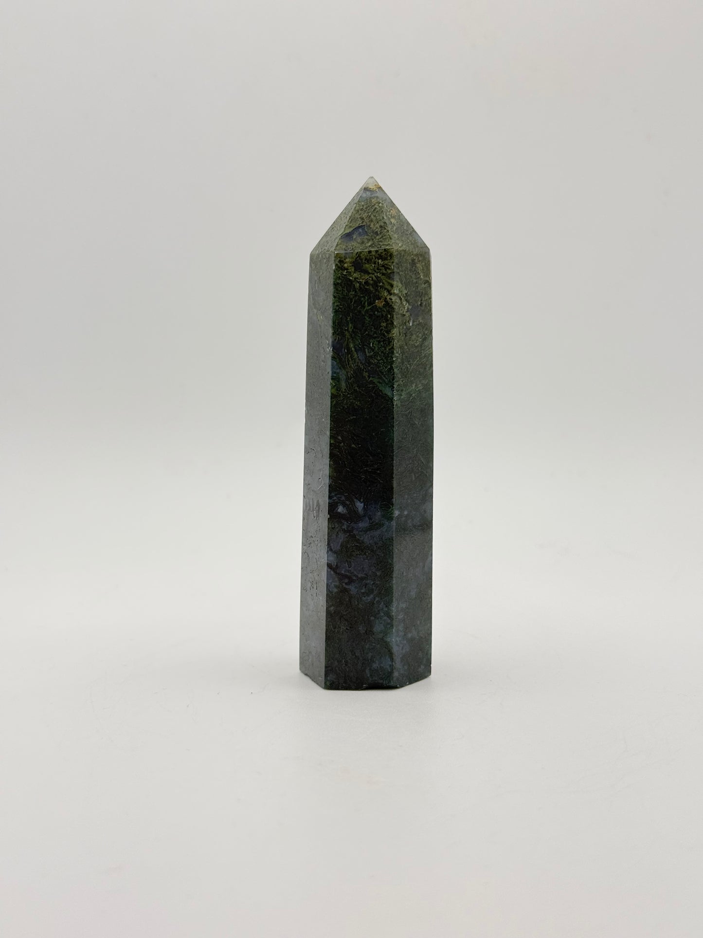 Moss agate crystal tower.