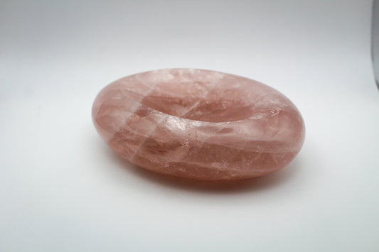 Polished Rose quartz bowl.