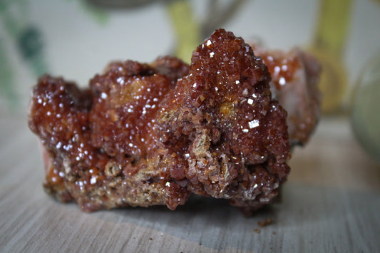 Vanadinite specimen with amazing sparkly red crystal formations.