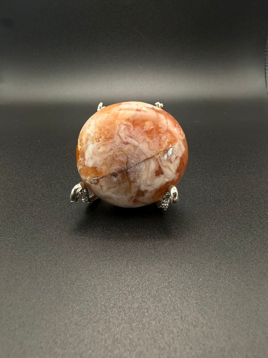 Flower agate polished crystal palm stone.
