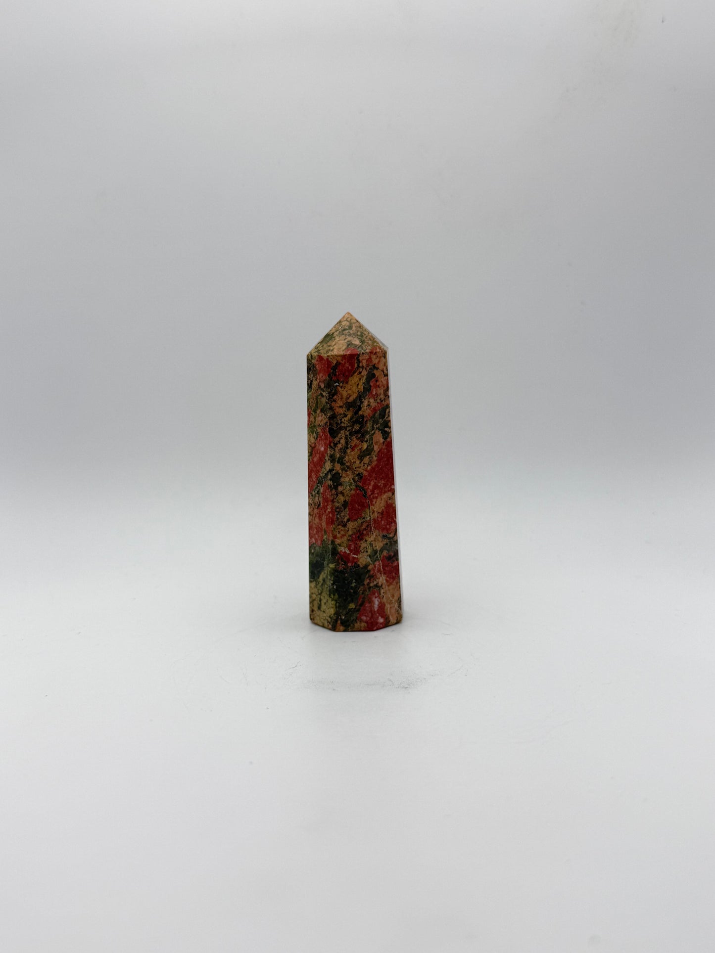 Polished unakite tower.