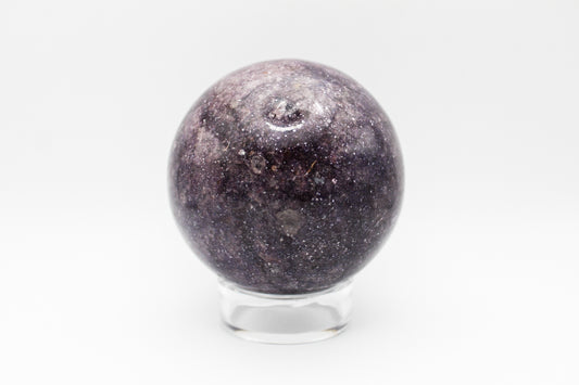 A sphere-shaped lepidolite mineral specimen.