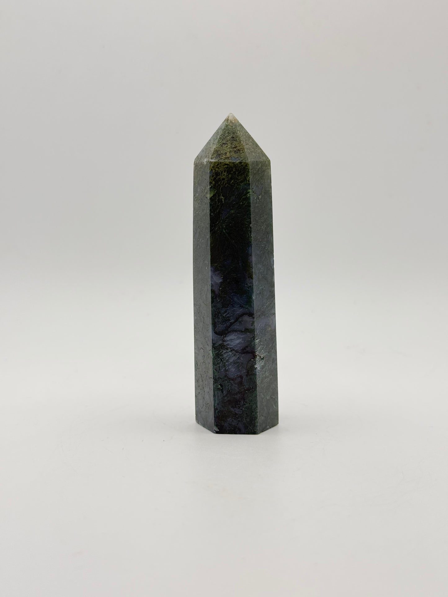 Moss agate crystal tower.