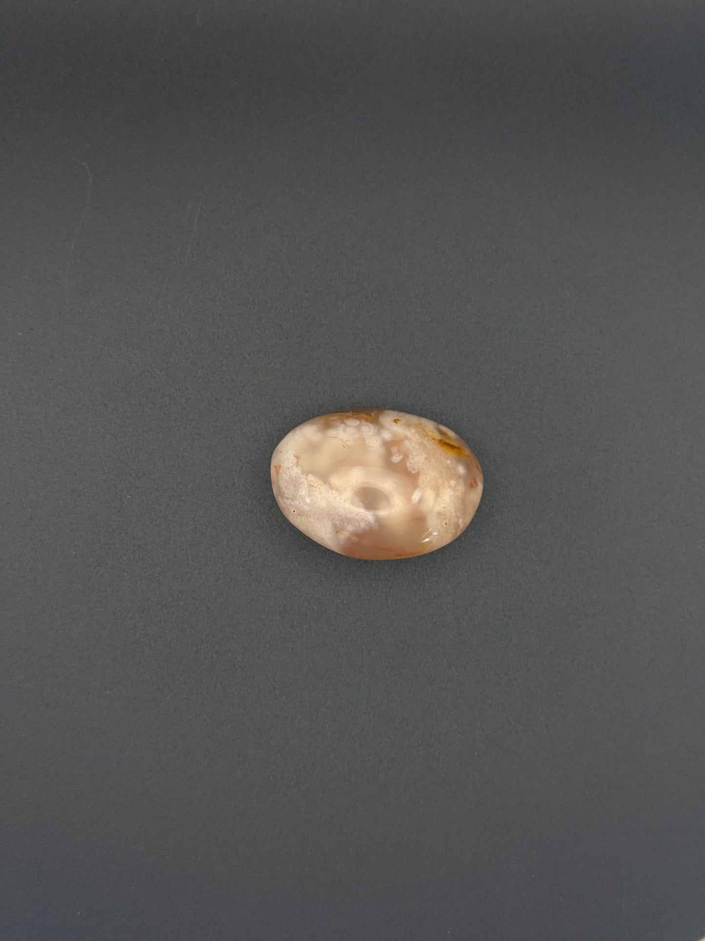 Flower agate polished crystal palm stone.