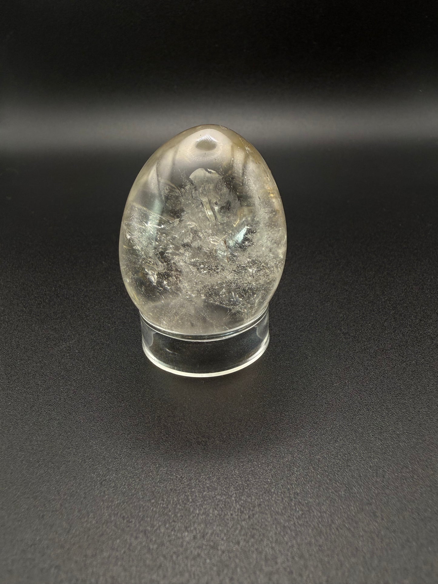 Clear quartz polished crystal egg.