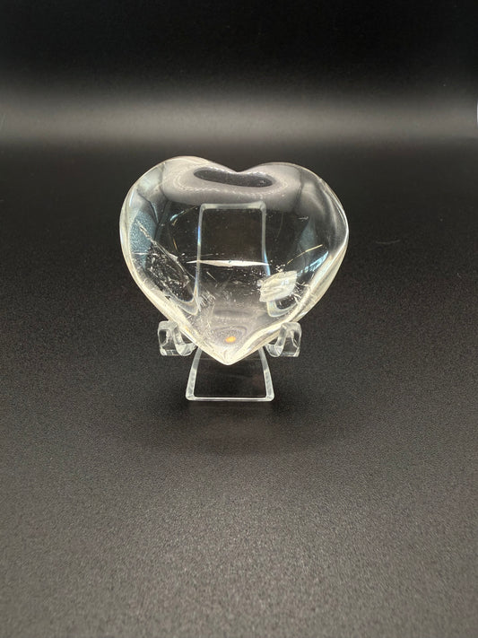Clear quartz polished crystal heart