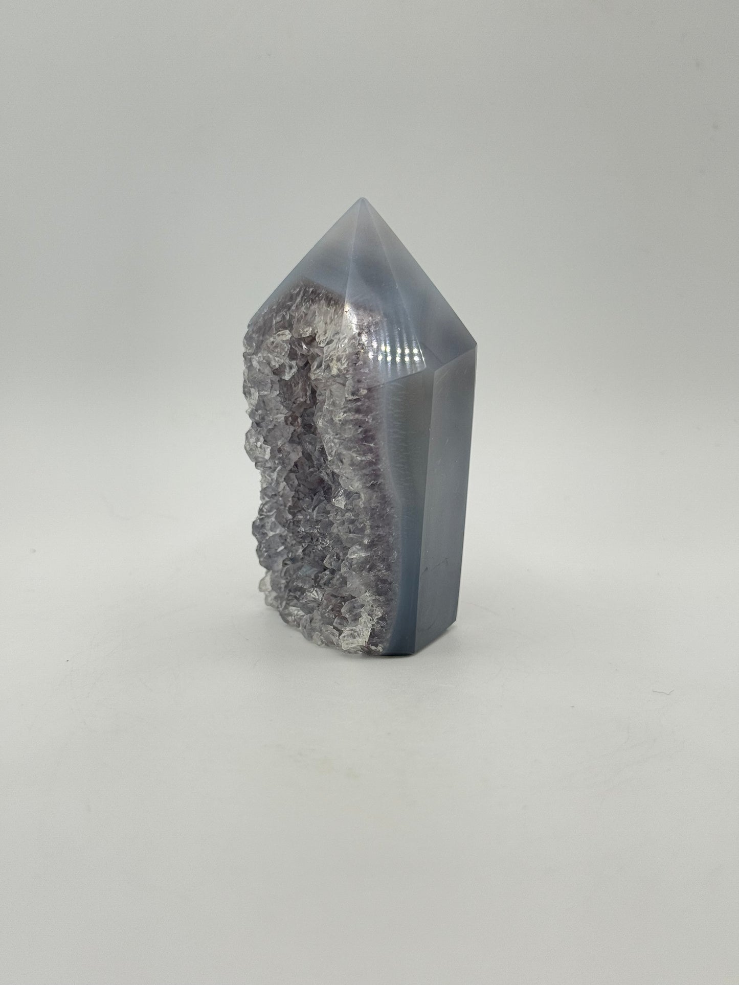 Polished druzy agate tower.