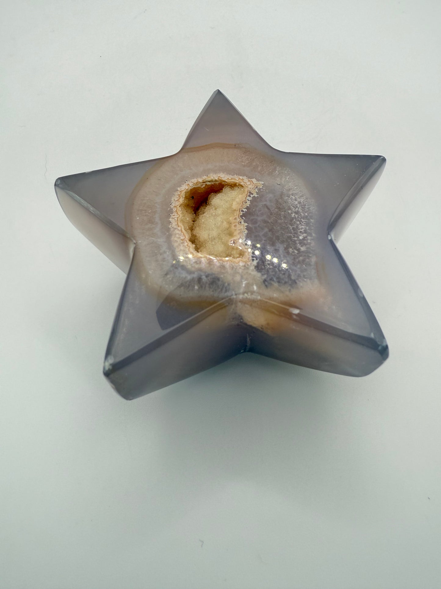 Star-shaped druzy agate.