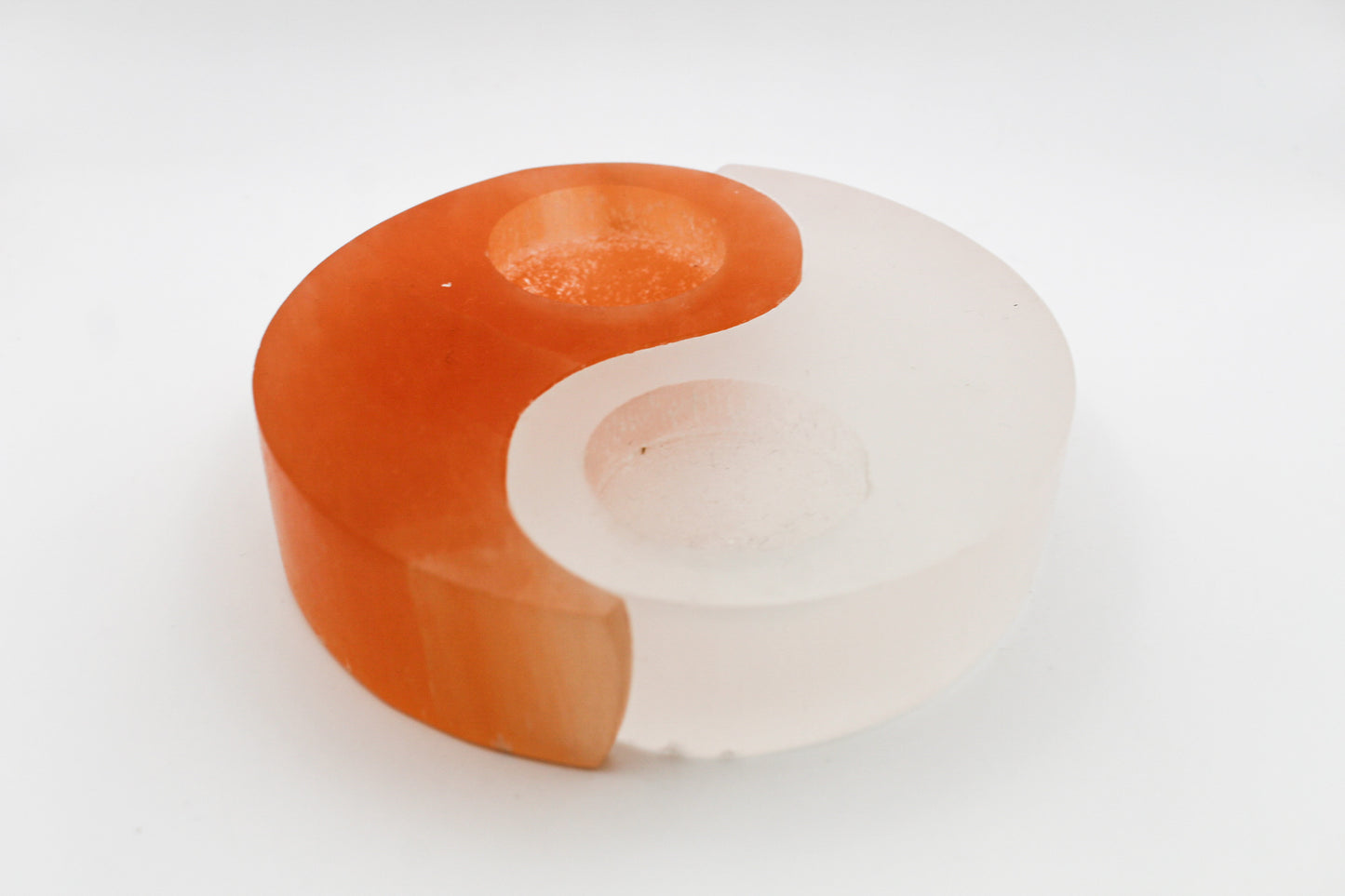 Selenite Yin Yang Candle Holder 5in