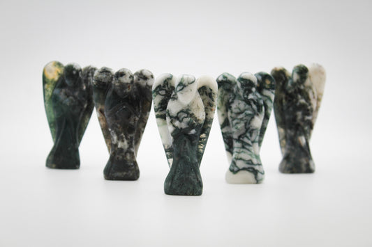 Moss agate angels, 2inches in size