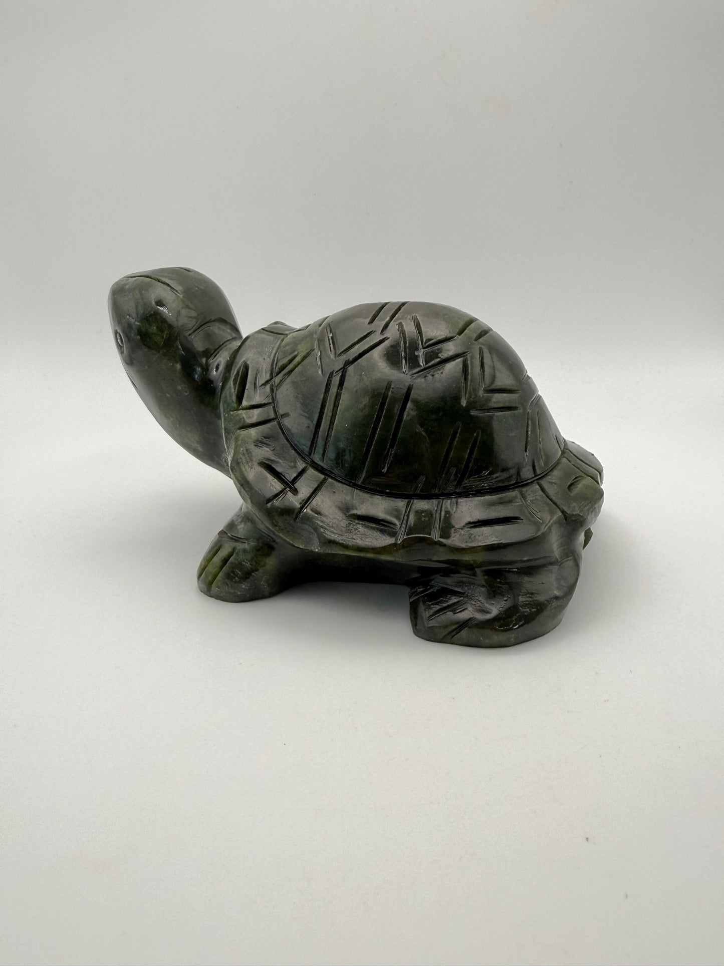 Green jade turtle carving.