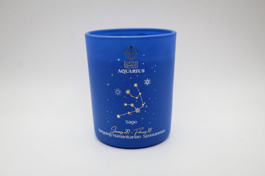 Aquarius themed candle with a sage scent