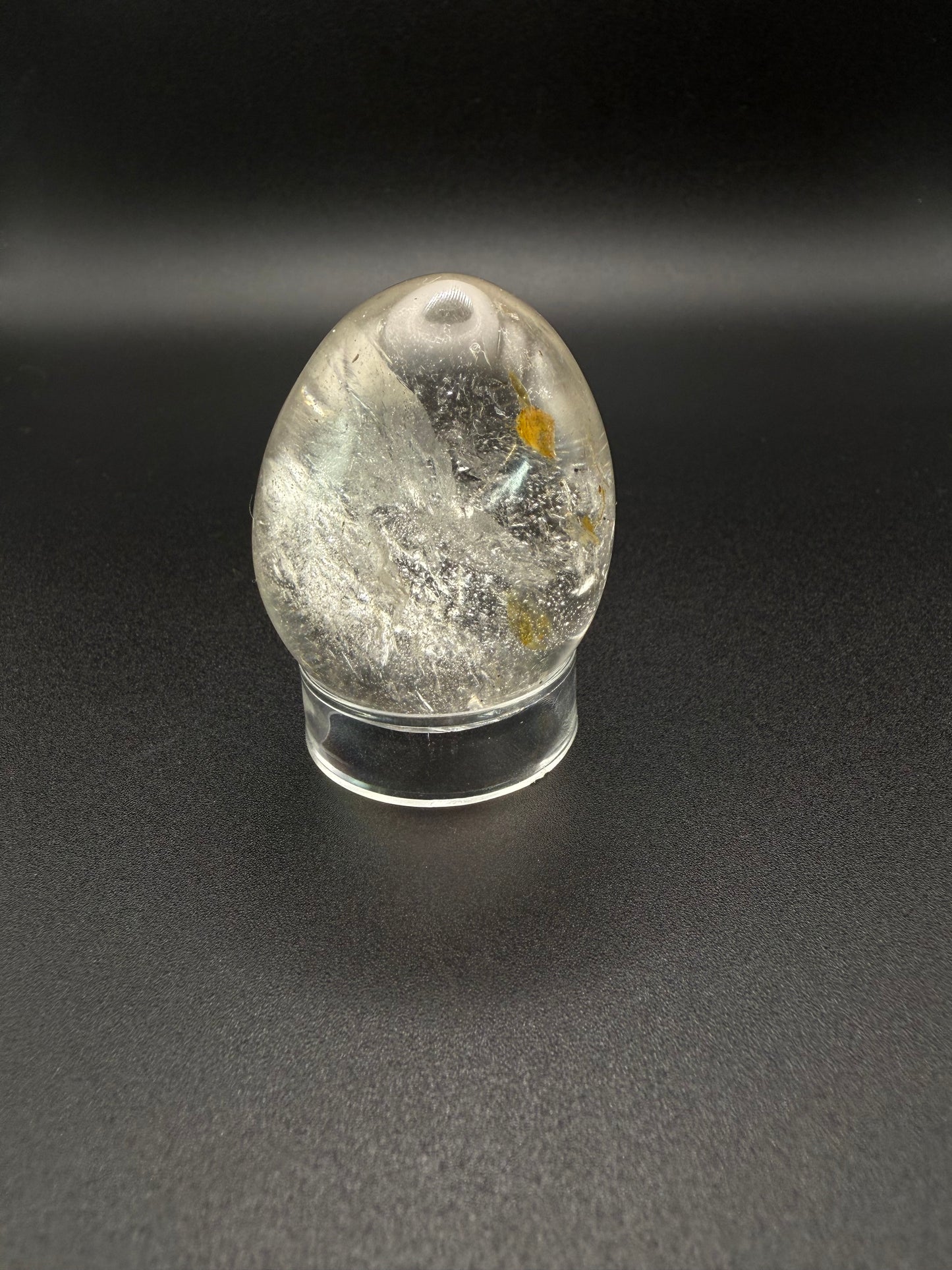 Clear quartz polished crystal egg.