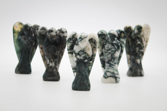 Moss agate angels, 2inches in size