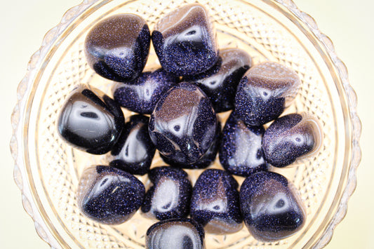 Polished blue goldstone tumbles