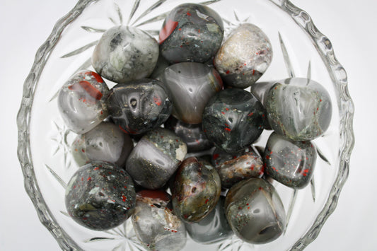 Polished bloodstone tumbles