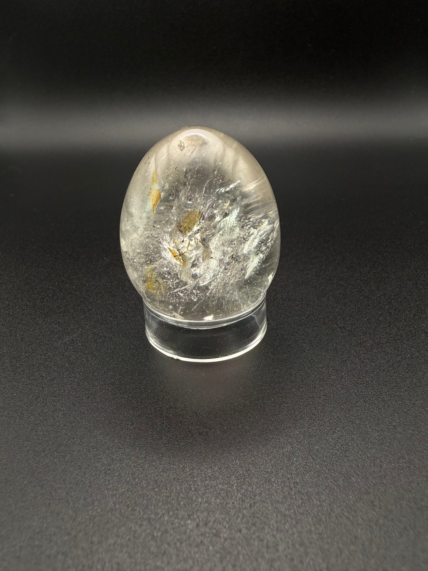 Clear quartz polished crystal egg.