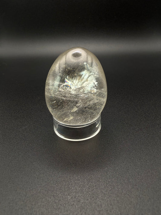 Clear quartz polished crystal egg.