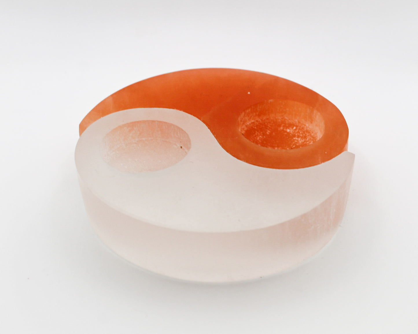 Selenite Yin Yang Candle Holder 5in