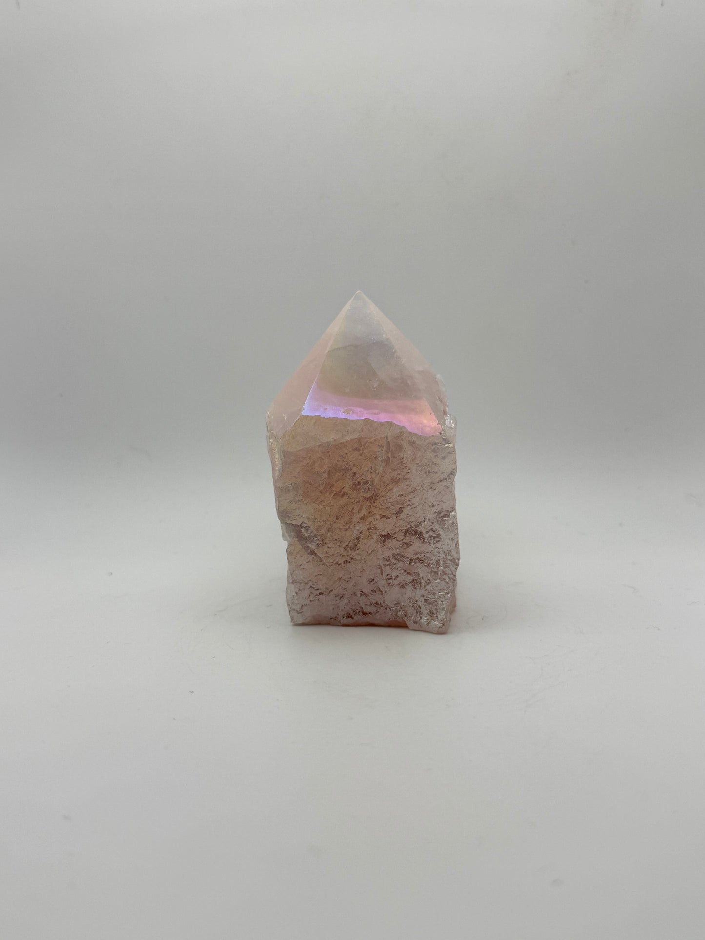 Treated rose quartz tower.