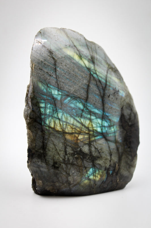 Labradorite half polished free form.
