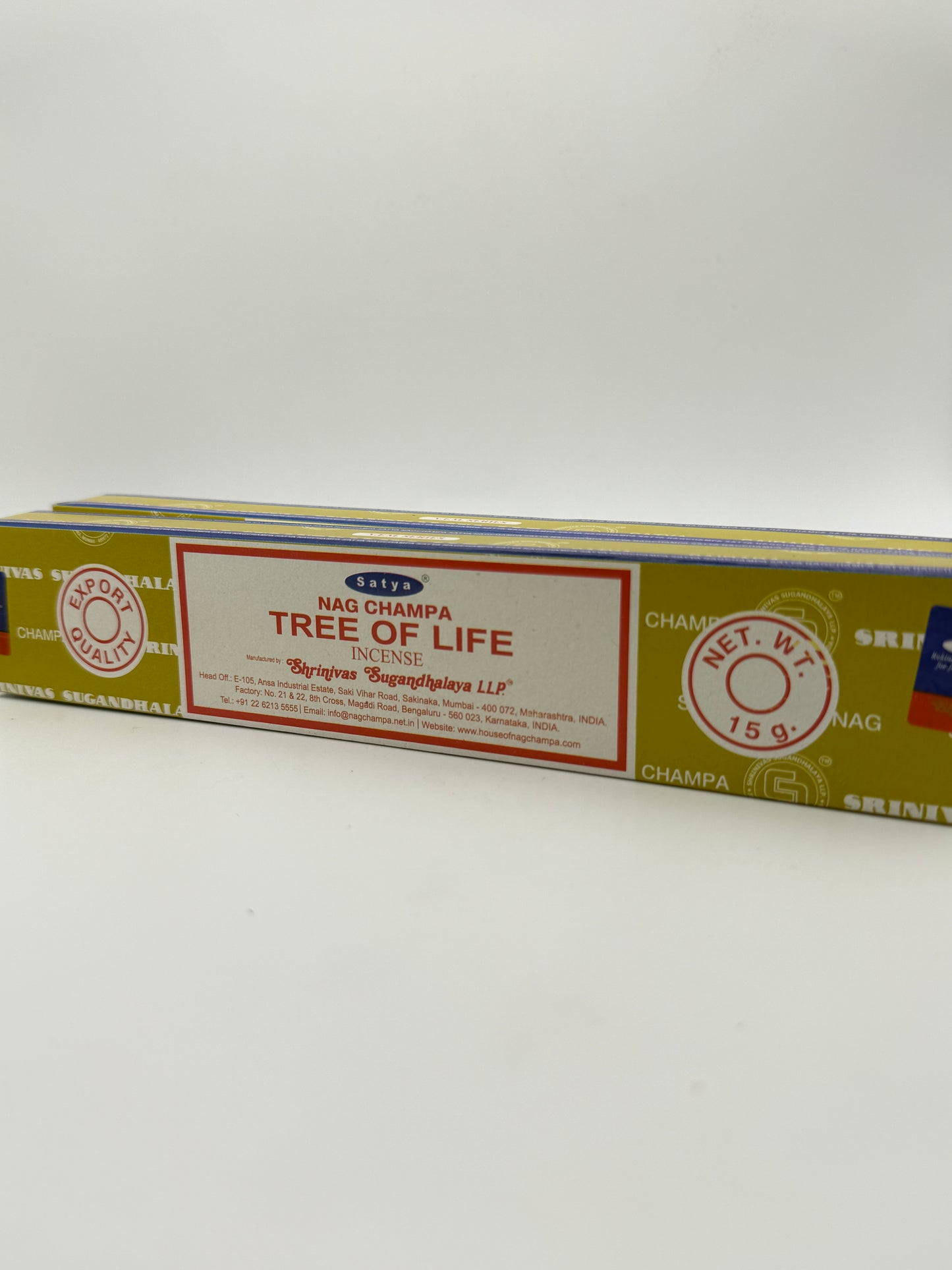 Box of Tree of Life incense sticks on a white background