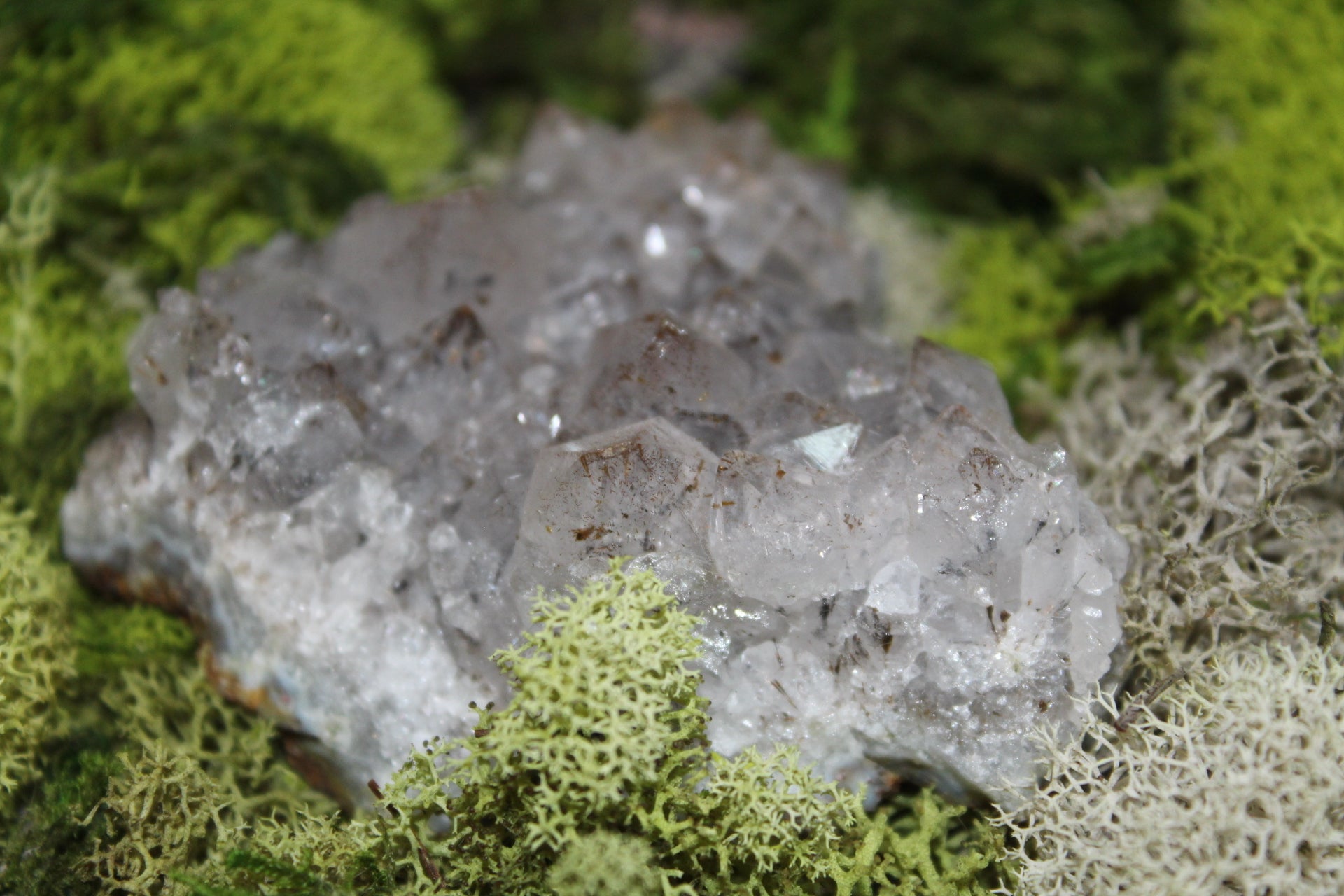 Goethite Quartz crystal cluster.
