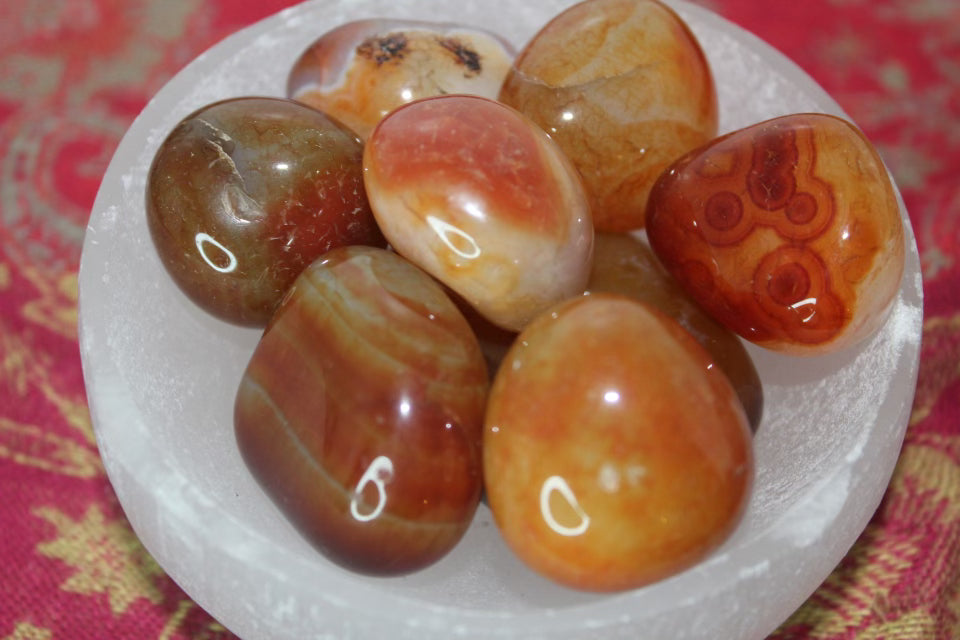 Carnelian crystal tumbles