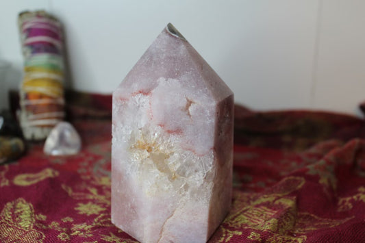 Pink amethyst crystal tower