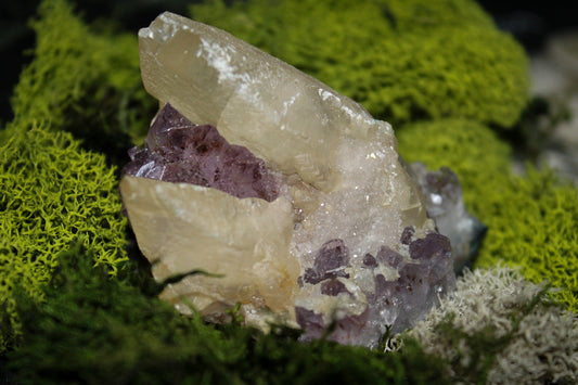 Amethyst cluster with calcite