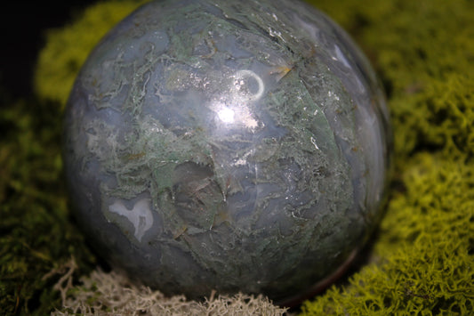 Moss agate sphere.