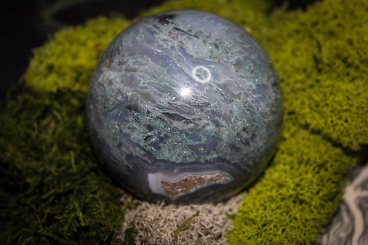 Moss agate sphere.