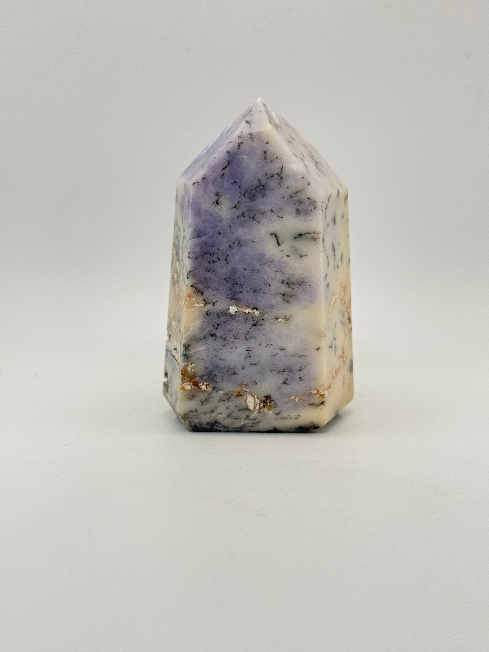 Dendritic Opal polished crystal tower. 3.5 inches tall.