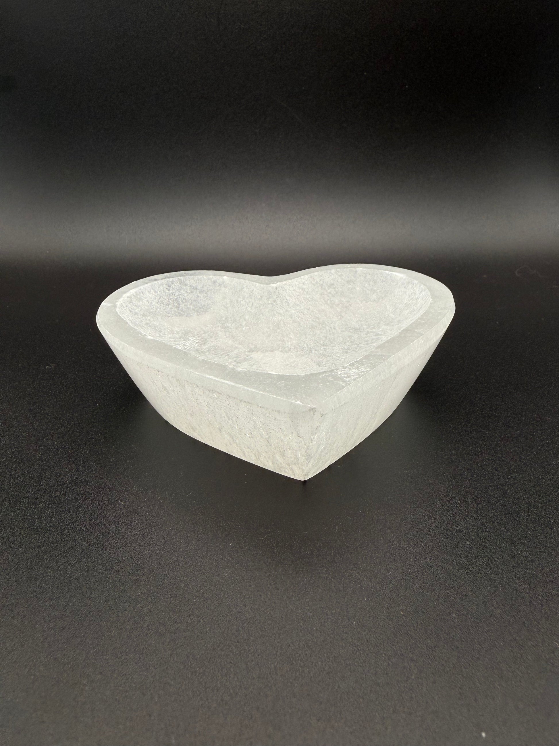 Selenite heart shaped bowl.