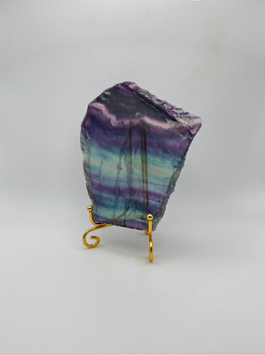 Rainbow Fluorite slab with amazing green, blue, and purple colors.